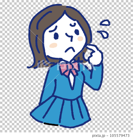 女學生一臉困惑地將手指放在臉上 105579473