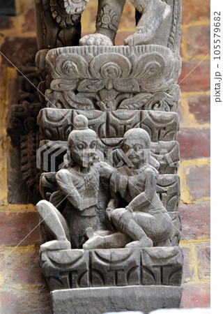 Erotic carvings on Hindu temples in Kathmandu, Nepal Erotic carvings on Hindu temples in Kathmandu, Nepal 105579682