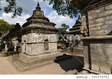 Ancient Hindu temple in Pashupatinath before the earthquake that destroyed them. Kathmandu, Nepal Ancient Hindu temple in Pashupatinath before the earthquake that destroyed them. Kathmandu, Nepal 105579701