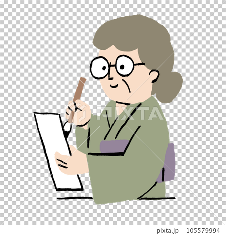 俳句を詠むおばあちゃん 105579994