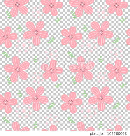 北欧風の花柄 シームレスパターン ピンク 北欧風の花柄 シームレスパターン ピンク 105580068
