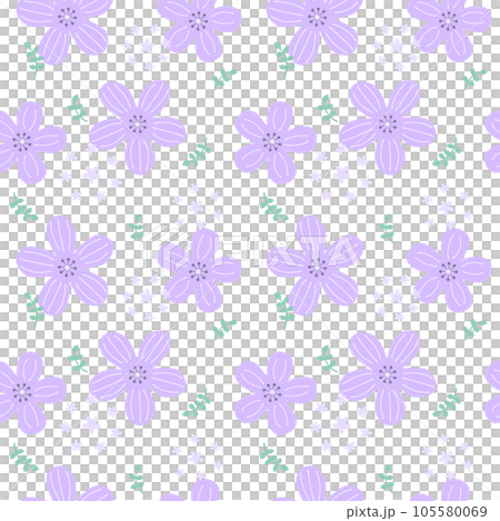 北欧風の花柄　シームレスパターン　紫 105580069