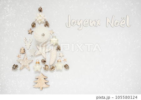 Christmas Tree Out Of Christmas Decoration With Label With Text Joyeux Noel Christmas Tree Out Of Christmas Decoration With Label With Text Joyeux Noel 105580124