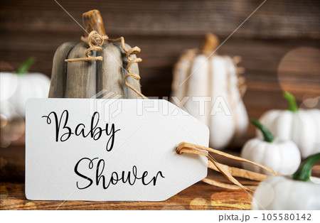 Pumpkin Decoration With Label With Text Baby Shower Pumpkin Decoration With Label With Text Baby Shower 105580142