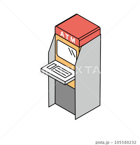 アイソメトリック構図のシンプルなATMのイラスト アイソメトリック構図のシンプルなATMのイラスト 105580232