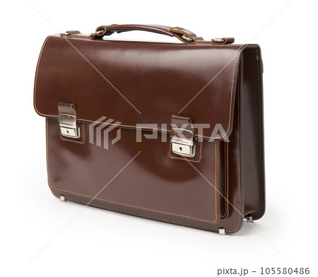 Leather men's briefcase on a white background 105580486