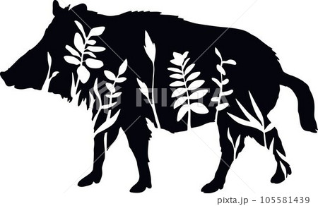 Wild Boar - Floral Animals Vector, Cut Stencil, Laser Cut 105581439
