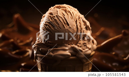 chocolate ice cream in a cone chocolate ice cream in a cone 105581543