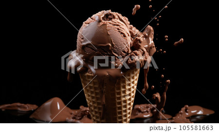 Delicious chocolate ice cream close up 105581663