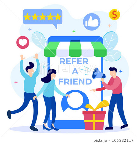 Illustration vector graphic cartoon character of referral program 105582117