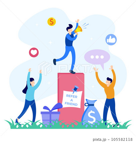 Illustration vector graphic cartoon character of referral program Illustration vector graphic cartoon character of referral program 105582118
