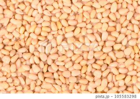 Seamless texture or wallpaper, Pine nuts top view. 105583298