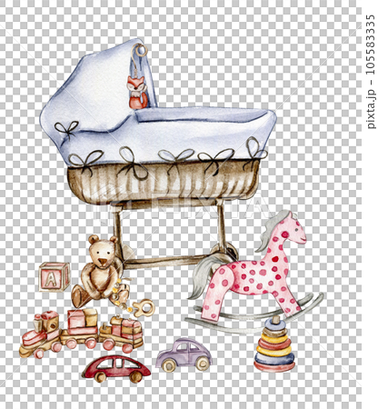 Composition of watercolor baby toys and teddy bear. Wood kids toys watercolor hand drawn. Educational wooden blocks and objects for toddlers.Perfect for wedding invitation, greetings card, posters. Composition of watercolor baby toys and teddy bear. Wood kids toys watercolor hand drawn. Educational wooden blocks and objects for toddlers.Perfect for wedding invitation, greetings card, posters. 105583335