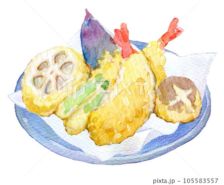 水彩イラスト　天ぷらの盛り合わせ 105583557