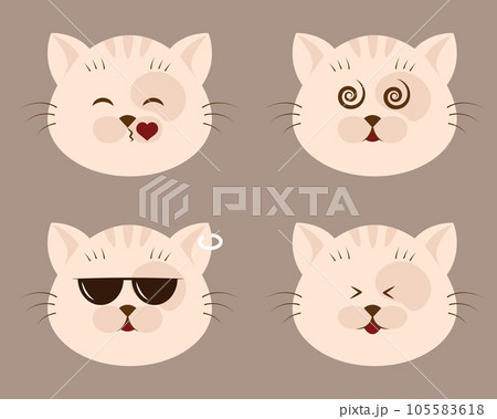 Cute Kitty Emoticon. Set of cat emoticon vector. Emoji vector. Smile icon set. Vector illustration EPS10 105583618
