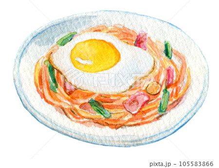 水彩イラスト 食べ物 ナポリタン 水彩イラスト 食べ物 ナポリタン 105583866