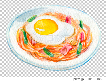 水彩イラスト 食べ物 ナポリタン 水彩イラスト 食べ物 ナポリタン 105583866