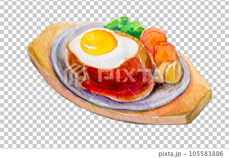 水彩插圖漢堡配煎蛋 水彩插圖漢堡配煎蛋 105583886