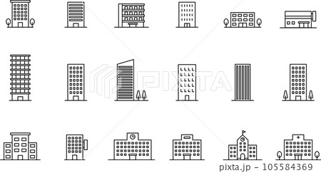 建物の線画アイコンセット 建物の線画アイコンセット 105584369