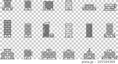 建物の線画アイコンセット 建物の線画アイコンセット 105584369