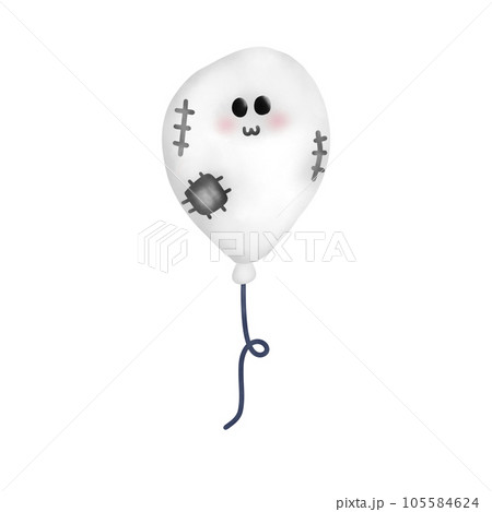funny ghost with helium balloons Halloween  105584624
