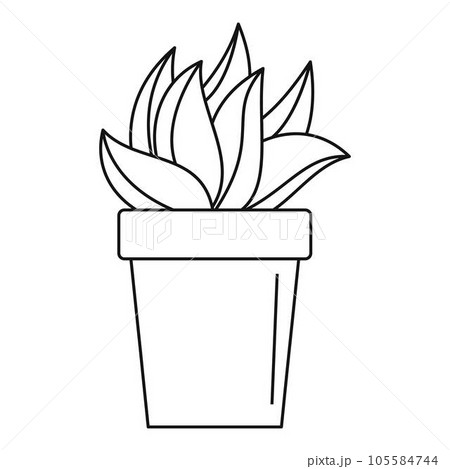 Cactus plant pot icon. Outline cactus plant pot vector icon for web design isolated on white background Cactus plant pot icon. Outline cactus plant pot vector icon for web design isolated on white background 105584744