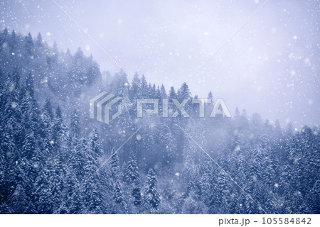 Snow blizzard in the mountain Snow blizzard in the mountain 105584842