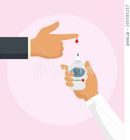 Test blood with glucometer background. Flat illustration of test blood with glucometer vector background for web design Test blood with glucometer background. Flat illustration of test blood with glucometer vector background for web design 105585257