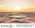 3D podium with copy space for product display presentation on tropical sunset beach abstract background. Tropical summer and vacation concept. 105586027