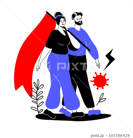 Victory over the virus - colorful flat design style illustration 105586429