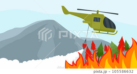 Fire in forest background. Flat illustration of fire in forest vector background for web design 105586632