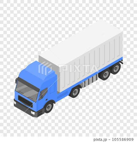 Box delivery truck icon. Isometric of box delivery truck vector icon for on transparent background 105586909