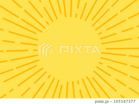 シンボルのサンバースト　集中線　シンプル　使いやすい　横　横長　黄色 105587377