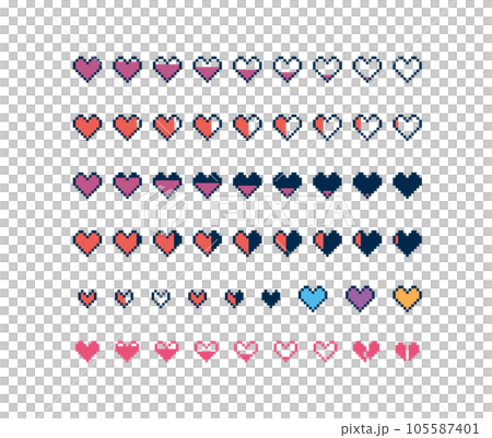 像素藝術心臟計HP體力生命點RPG遊戲裝飾插畫套裝像素 105587401