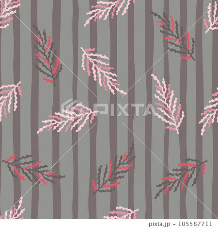 Abstract seaweed backdrop. Organic fern leaves seamless pattern. Simple style botanical background. 105587711