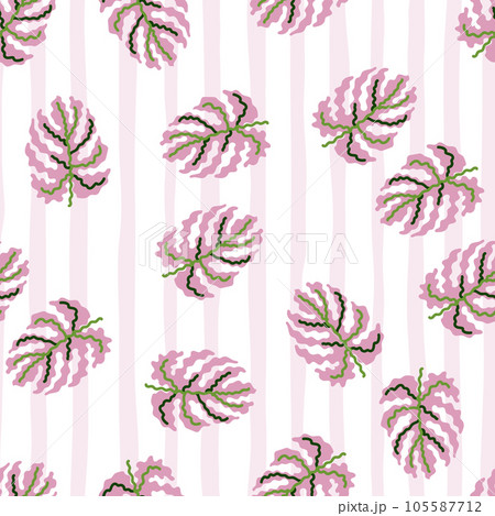 Abstract tropical monstera leaves seamless pattern. Jungle palm leaf decorative backdrop. 105587712