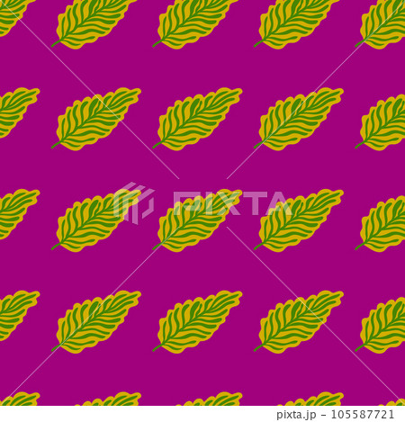 Abstract autumn leaves seamless pattern. Simple botanical leaf background. 105587721
