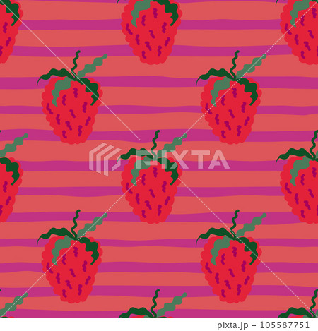 Cute strawberries seamless pattern. Doodle strawberry endless background. Hand drawn fruits wallpaper Cute strawberries seamless pattern. Doodle strawberry endless background. Hand drawn fruits wallpaper 105587751