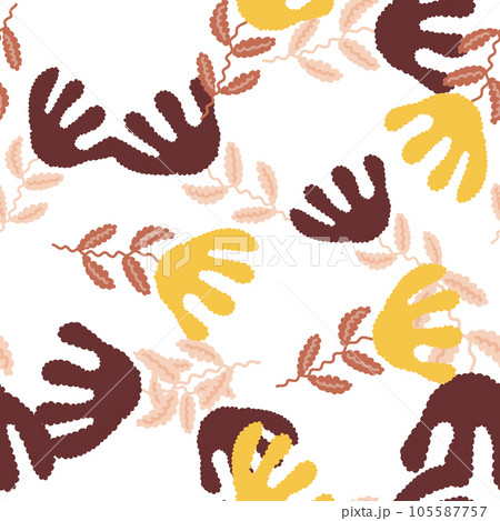 Unusual flower seamless pattern in simple style. Cute stylized flowers background. 105587757
