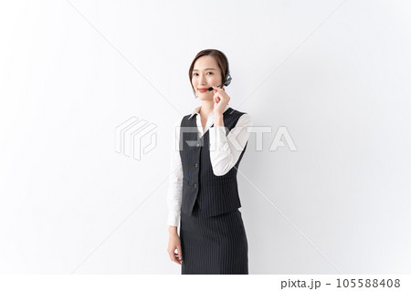 ヘッドセット 女性 ビジネス 制服 ヘッドセット 女性 ビジネス 制服 105588408
