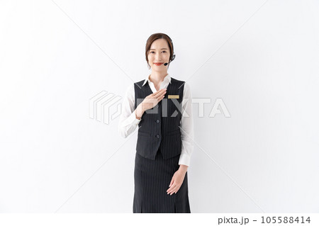 ヘッドセット 女性 ビジネス 制服 ヘッドセット 女性 ビジネス 制服 105588414