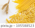 uncooked italian pasta on white 105588523