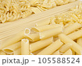 background of uncooked italian pasta 105588524