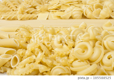 uncooked italian pasta spaghetti on a white background 105588525