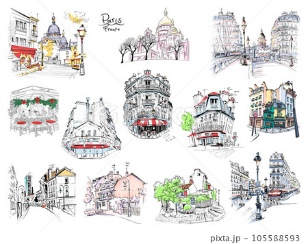 Set of Parisian landmarks, France Set of Parisian landmarks, France 105588593