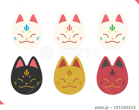 お稲荷様の狐のお面、画線無しのイラスト素材 105588819