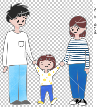 Family of 3 (mother, father and toddler) Family of 3 (mother, father and toddler) 105589233