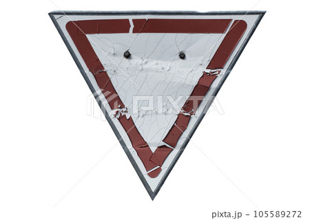 Old road sign 'Yield' ('Give way') isolated on white Old road sign 'Yield' ('Give way') isolated on white 105589272
