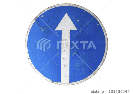 Road sign 'Ahead only' isolated on white 105589344