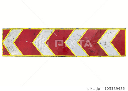 Red-white left Arrow Direction Sign isolated on white. 105589426